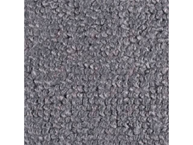 Gunmetal Gray 1-Piece Raylon Loop Molded Carpet with Standard Jute Padding and Backing