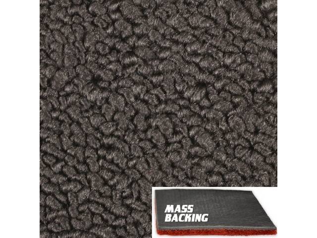 Charcoal 1-Piece Raylon Loop Molded Carpet with Standard Jute Padding and Improved Mass Backing