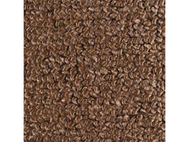 Dark Saddle 1-Piece Raylon Loop Molded Carpet (A/T or column shift M/T) with Standard Jute Padding and Backing for (67-72 2WD)