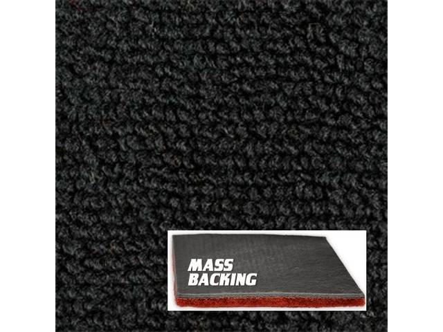 Black 1-Piece Raylon Loop Molded Carpet (M/T floor shift) with Standard Jute Padding and Improved Mass Backing