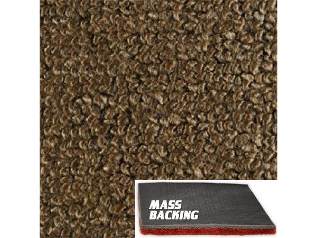 Dark Saddle 1-Piece Raylon Loop Molded Carpet with Standard Jute Padding and Improved Mass Backing