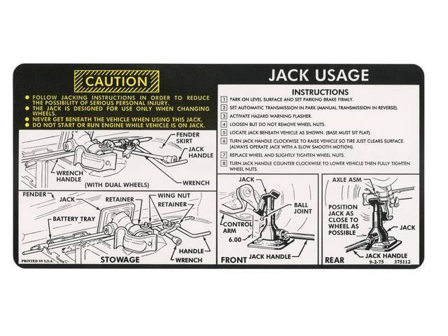 DECAL, JACK INSTRUCTIONS