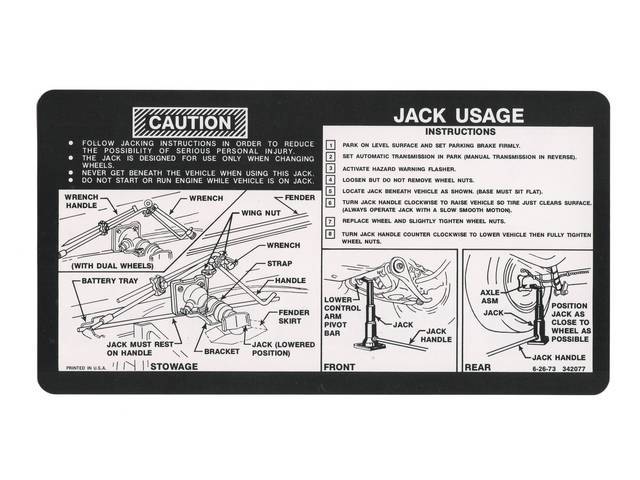 DECAL, JACK INSTRUCTIONS