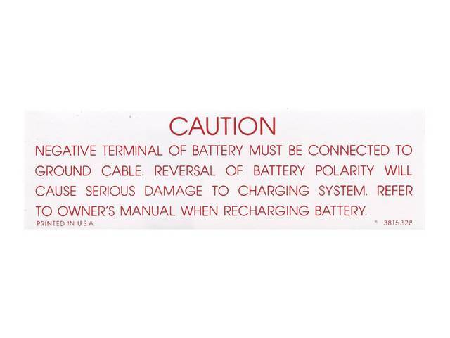 DECAL, CAUTION BATTERY, GM# 3815328