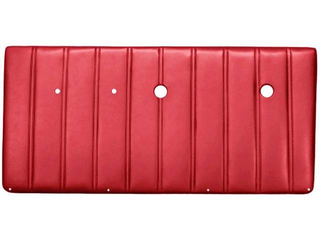 PANEL VINYL SET, Inside Door, Bright Red, madrid grain vinyl features correct dielectrically sealed vertical lines w/ double stitch bar seams, does not incl board / panel, top rail or attaching hardware