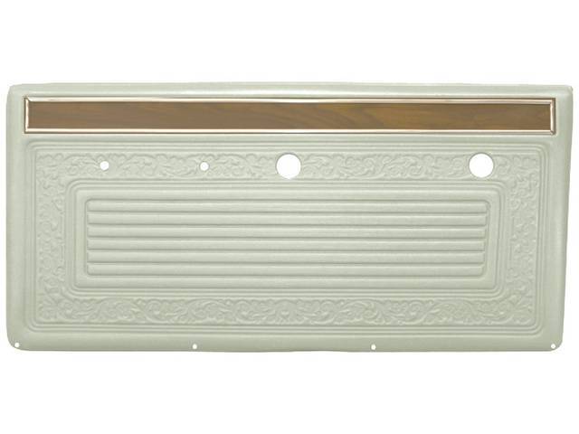 PANEL VINYL SET, Inside Door, Off White, walrus grain vinyl features correct dielectrically scroll details w/ woodgrain and mylar chrome top strip, does not incl board / panel, top rail or attaching hardware