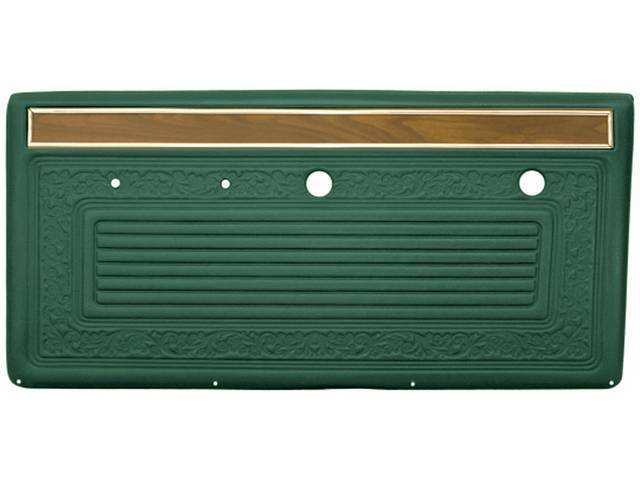 PANEL VINYL SET, Inside Door, Dark Green, walrus grain vinyl features correct dielectrically scroll details w/ woodgrain and mylar chrome top strip, does not incl board / panel, top rail or attaching hardware
