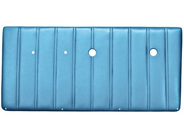 PANEL SET, Inside Door, Pre-Assembled, Bright Blue, madrid grain vinyl features correct dielectrically sealed vertical lines w/ double stitch bar seams attached to an ABS-plastic panel, does not incl attaching hardware or top rail
