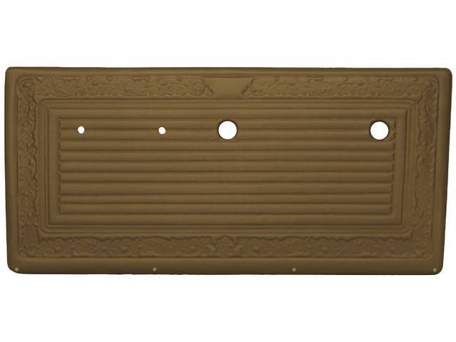PANEL SET, Inside Door, Pre-Assembled, Saddle, walrus grain vinyl features correct dielectrically scroll details attached to an ABS-plastic panel, does not incl attaching hardware or top rail