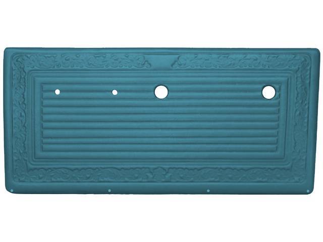 PANEL SET, Inside Door, Pre-Assembled, Bright Blue, walrus grain vinyl features correct dielectrically scroll details attached to an ABS-plastic panel, does not incl attaching hardware or top rail
