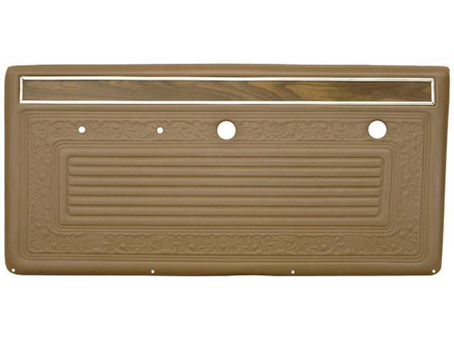 PANEL SET, Inside Door, Pre-Assembled, Sandalwood, Walrus grain vinyl features dielectrically scroll details w/ woodgrain and mylar chrome top strip attached to an ABS-plastic panel, does not incl attaching hardware or top rail