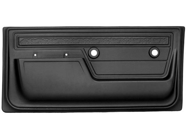 Front Door Panel Set, scroll top strip style, Black, ABS-plastic, replacement style reproduction