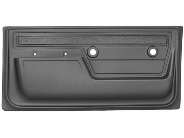 Front Door Panel Set, scroll top strip style, Presidio Gray, ABS-plastic, replacement style reproduction