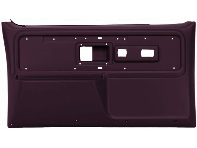 PANEL SET, REPLACEMENT STYLE, BURGUNDY, FRONT DOORS, W/O POWER WINDOWS OR DOOR LOCKS, ABS PLASTIC, ** ACCEPTS ORIGINAL TRIM INSERTS **