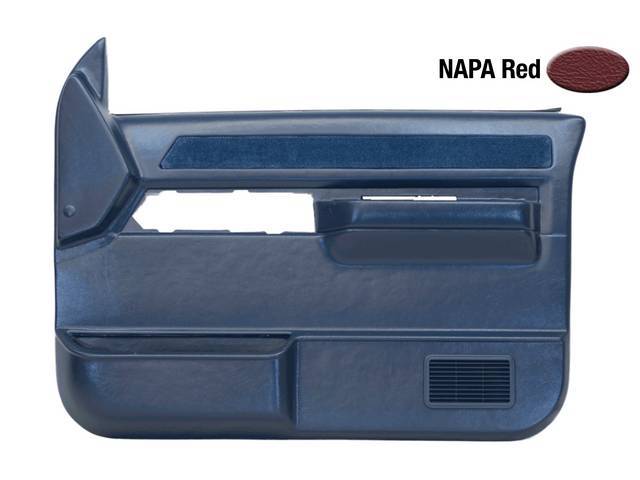 Replacement Style Front Door Panel Set, Napa Red, ABS Plastic, w/ Power Locks and Power Windows, Reproduction for (88-94)