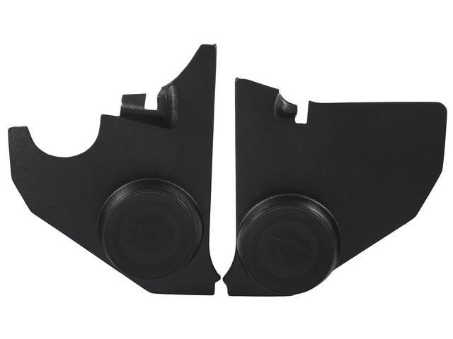 PANEL SET, Cowl Trim / Kick, inner, w/ speaker mounts (incl 6 1/2 inch o.d. std 80 watt 2-way 4 ohm Ken Harrison speakers), black, plastic, repro