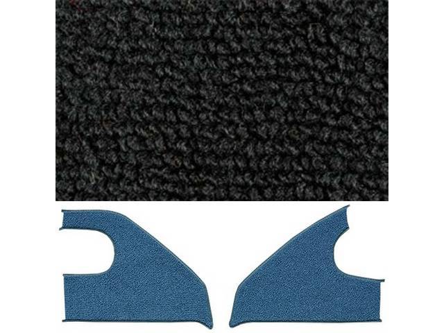 Kick Panel Carpet Insert, Loop, Black, w/ cardboard backing, does one pair of kick panels