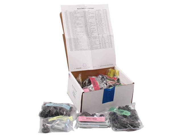 HARDWARE KIT, Master Body, correct fasteners to assemble vehicle sheetmetal in one kit at a discount over purchasing individual smaller kits, (515) incl OE style fasteners w/ correct color and markings