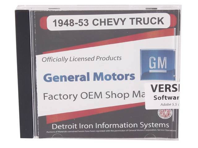 SHOP MANUAL ON CD, 1948-1953 Chevrolet Truck, Incl 1948-1953 Chevy Truck shop manual, 1938-1968 and 1949-1958 Chevrolet parts manuals