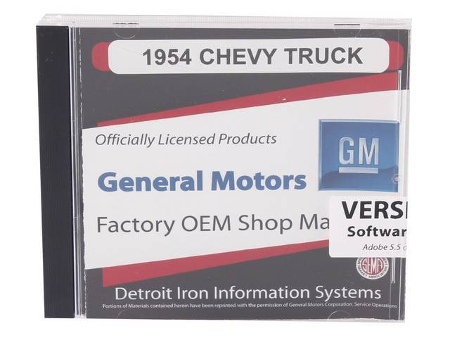 SHOP MANUAL ON CD, 1954 Chevrolet Truck, Incl 1954 Chevy Truck shop manual, 1947-1955 assembly manual, 1938-1968 and 1949-1958 Chevrolet parts manuals