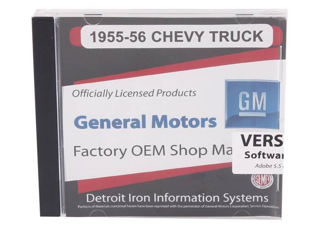 SHOP MANUAL ON CD, 1955-56 Chevrolet Truck, Incl 1955 Chevy Truck shop manual (w/ 1956 supplement), 1947-55 assembly manual, 1938-68, 1954-65 and 1949-58 Chevrolet parts manuals