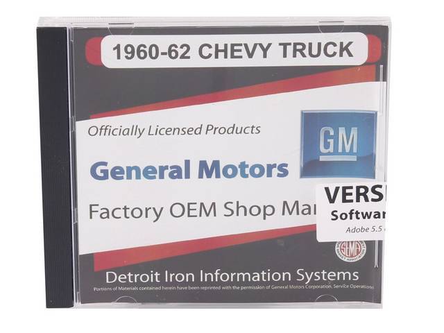 SHOP MANUAL ON CD, 1960-1962 Chevrolet Truck, Incl 1960 Chevy Truck shop manual (w/ 1961-1962 supplements), 1938-1968 and 1954-1965 Chevrolet parts manuals