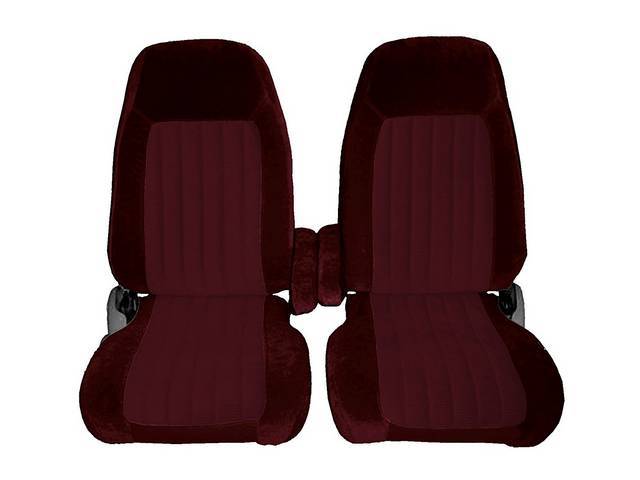 UPHOLSTERY, BUCKET SET, STANDARD CAB, FRONT, ENCORE VELOUR TWO TONE, BRICK W/ BURGUNDY INSERTS