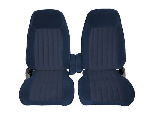 UPHOLSTERY, BUCKET SET, STANDARD CAB, FRONT, ENCORE VELOUR TWO TONE, NAVY BLUE W/ ROYAL BLUE INSERTS