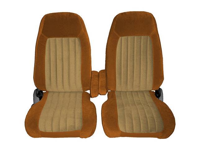 UPHOLSTERY, BUCKET SET, STANDARD CAB, FRONT, ENCORE VELOUR TWO TONE, CAMEL W/ SANDSTONE INSERTS