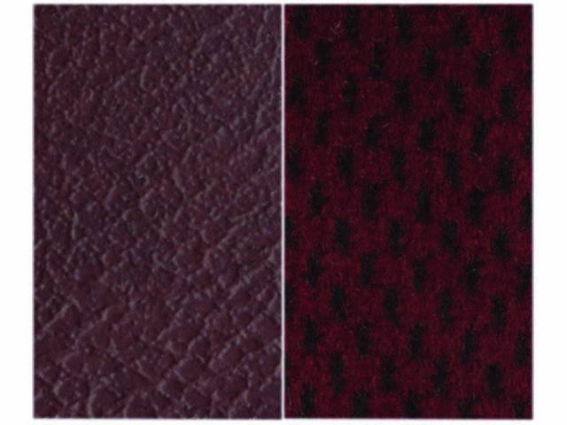 UPHOLSTERY, STANDARD CAB OR CREW CAB, FRONT BENCH, MAROON, MADRID GRAIN VINYL W/ BURGUNDY REGAL VELOUR INSERTS, REPRO