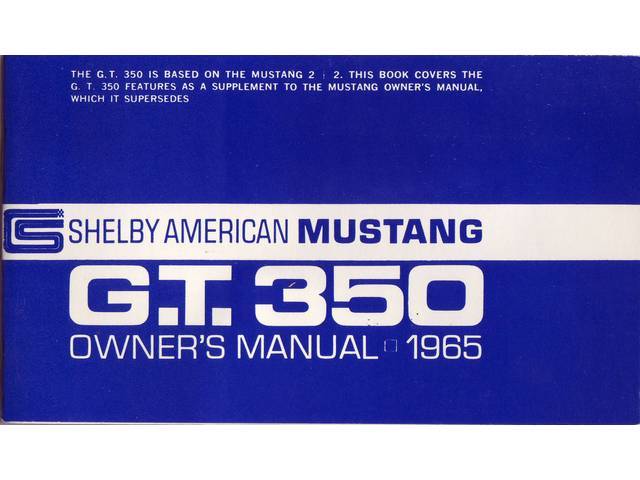 OWNERS MANUAL, SHELBY, 1965