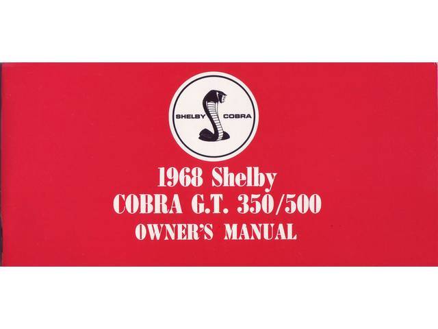 OWNERS MANUAL, SHELBY, 1968