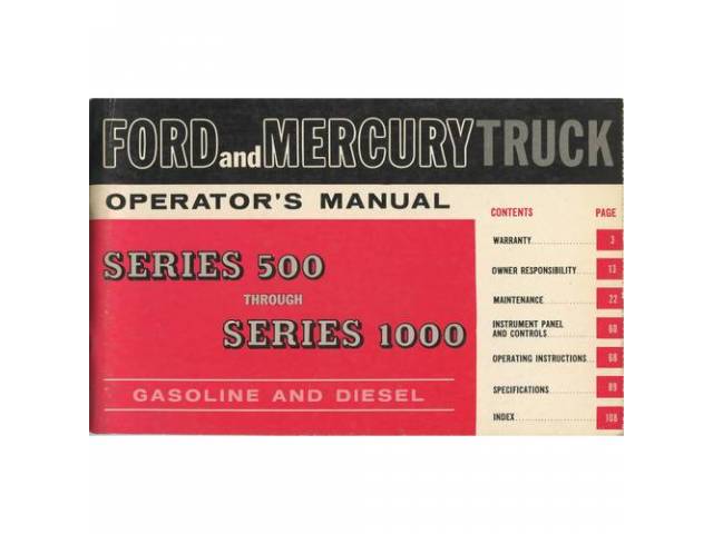OWNERS MANUAL, Original Ford, 110 pages, nos 