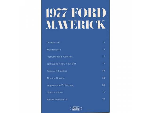 OWNERS MANUAL, Original Ford, 98 pages, nos 