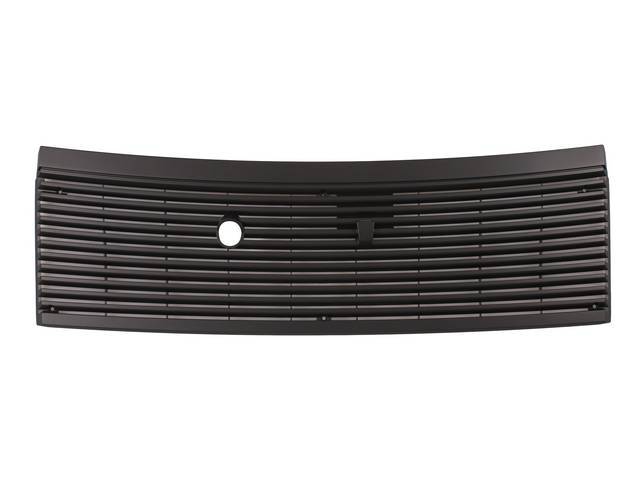 Grille, Cowl Top Vent, Black Plastic, Exact Reproduction Made Using Original Blue Prints, Feature Correct Cowl Radius And Proper Screw Hole Spacing