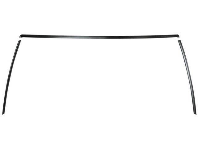Front Windshield Molding Set Black For 79-93 Mustang