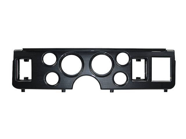 Panel, Instrument Panel Cluster Finish, Carbon Fiber Finish, Designed To Replace Factory Unit, Features (2) 3 3/8 Inch Holes And (4) 2 1/16 Inch Holes 