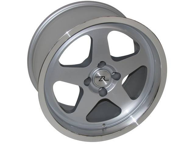 Wheel, Cast Aluminum, 5 Spoke Sc Style Design, Silver W/ Machined Lip, 4 Lug, 17 X 9 Inch, 4 X 4 1/4 Inch Bolt Circle, 20 Mm Offset, Incl Center Cap, Repro