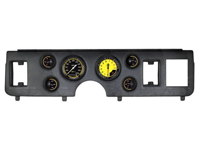 Classic Instruments Autocross Yellow Series gauges Short Sweep Style w/ Carbon Fiber Dash Panel for (79-86)