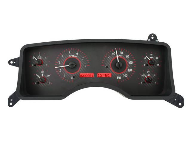 Dakota Digital VHS Digital Instrument Cluster, Carbon Face/Red Illumination