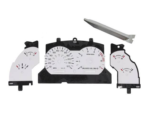 White Face Gauge Kit, Standard, Kit Incl Overlay For Gauge Face Only, Does Not Incl A/C Overlay Repro