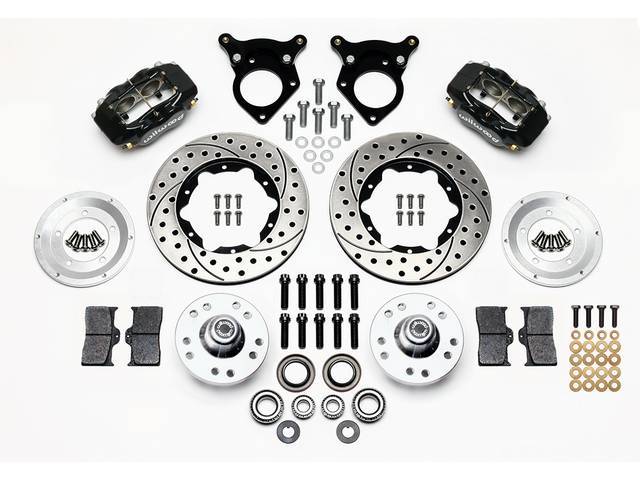 1987-93 WILWOOD Forged Dynalite Pro Series Front Brake Kit 4 Piston (Black Calipers) Drilled & Slotted Rotors