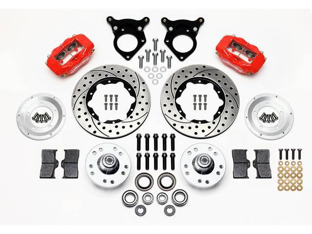 1987-93 WILWOOD Forged Dynalite Pro Series Front Brake Kit 4 Piston (Red Calipers) Drilled & Slotted Rotors