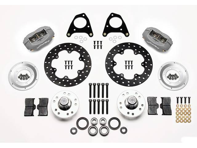 1987-93 Wilwood Forged Dynalite Front Drag Brake Kit 4 Piston (Gary Anodized) Drilled Rotors