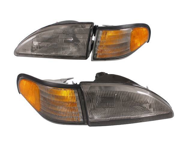 Head Light Kit, Stock Smoke Style, Rh And Lh, Incl (2) Smoke Head Lights, (2) Smoke Side Marker Lights, W/ Amber Reflector, Designed To Work With Factory Wiring And Bulbs
