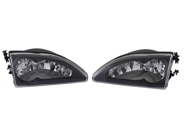 Head Light Set, Cobra Ultra Style, Black / Clear Version, Pair, Incl Mounting Hardware And Bulb, Designed To Work With Factory Wiring Harness