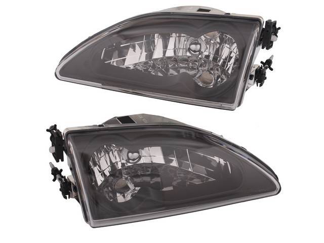 Head Light Set, Cobra Ultra Style, Black / Clear Lens Version, Pair, Incl Mounting Hardware, Designed To Work With Factory Wiring Harness