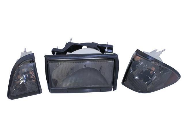 Head Light Kit, Deluxe Smoke Style, Incl (2) Head Lights, (2) Parking Lights, (2) Front Marker Lights With Amber Reflector, Incl Headlight Seals And Mounting Brackets, Repro