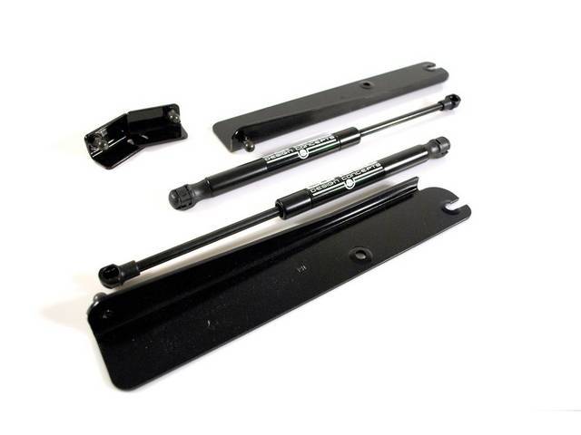 Strut Kit, Hood, Black, Classic Design Concepts, Incl Mounting Brackets, Hood Struts And All Installation Hardware Needed, This Is A No Drilling Required Kit, Designed To Be Used With Factory Hood And Some Aftermarket Style