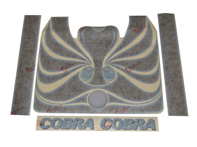 Stripe Set, Cobra, Blue And Black, Incl 1 Cobra Hood Decal, 2 Hood Scoop Stripes, 2 Cobra Door Names, Repro